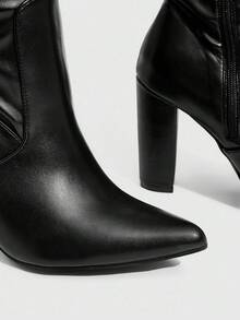 CUCCOO SZL Damen Mode Sexy High Heel Overknee Stiefel, Blockabsatz einfarbig, Business & Date Stil, Seitlicher Reißverschluss, elegante Party Stiefel