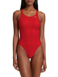 Nike 女士露背交叉带连体泳衣 - 紅色 - 查看 1