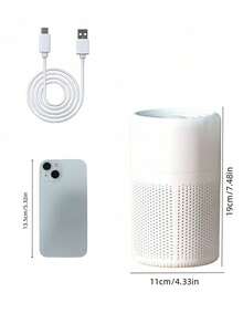 1 Piece USB HEPA Air Purifier With Aromatherapy, Triple Pollen Allergy Filter, Smoke/Dust/Odor Removal, Great For Smokers, Pets, Classrooms, Offices, Dormitories, No Batteries Required