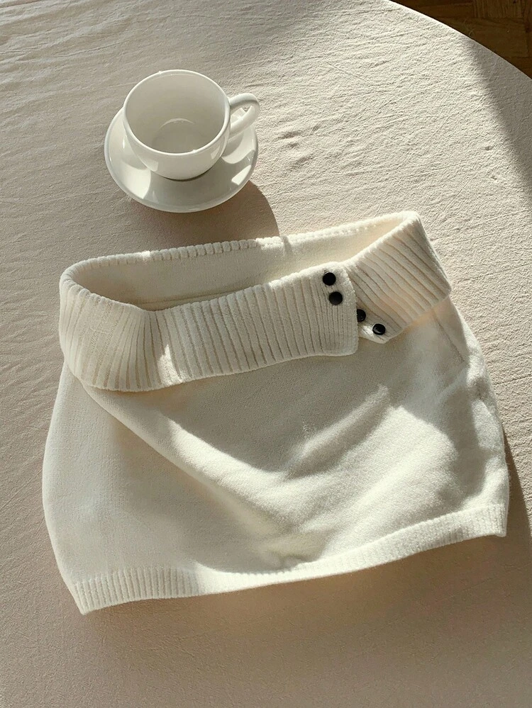 Comfortcana Jupe pull côtelée casual polyvalente en couleur unie, style coréen pour l'automne/l'hiver