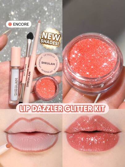 SHEGLAM Lip Dazzler Kit de purpurina para labios-Encore Marca Belleza Maquillaje Cosmético para Mujeres Niñas Perfecto para Invierno Ideal para Y2K Elegante Moda Adecuado para Cumpleaños Navidad Regalo Fiesta Listo Mejor Color