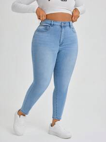 Slaydiva Jeans De Mezclilla Elásticos De Talla Grande Con Efecto Lavado - Lavado ligero - Ver 6