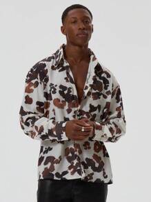 Musero Oversized Long Sleeve All Over Cow Print Button Through Shirt Spring Summer Wardrobe
