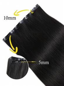 Seamless Clip Ins Volumizer 55g 1pc Natural Black 100% HQ Cuticle Aligne Remy Human Hair Seamless PU Clip Ins Extensions Hair Extensions - Natural Black - View 4