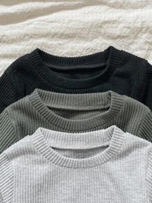 Vintaside Kids 6pcs/Set Baby Boy Casual Long Sleeve Top And Pants Countryside Outfit, Autumn/Winter - Multicolor - View 4