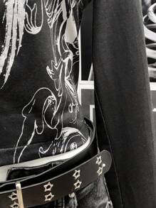 StreetHx 时尚朋克风格印花女式轻便夹克 - 黑色 - 查看 4