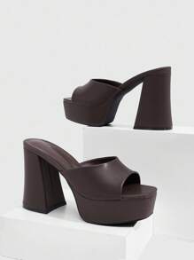 CUCCOO SZL Giày cao gót đế xuồng chống nước thời trang CUCCOO dành cho nữ - Cà phê nâu - Xem 6