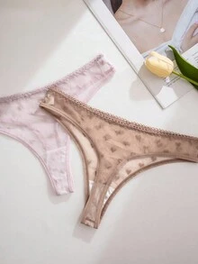 PetitDoll 5件套性感心形提花网眼女士丁字裤套装 - 彩色 - 查看 6