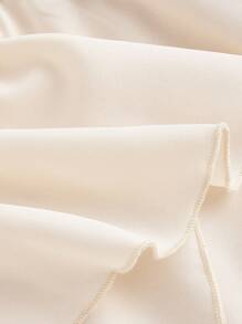 SHEIN MOD Plus Size Creamy Apricot Asymmetrical Ruffle Hem Drawstring Pleated Layered Party Skirt - Apricot - View 4