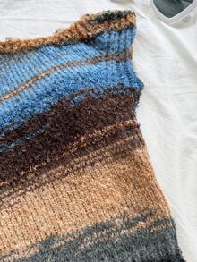 Dreamara Women's Plus Size New Gradient Knit Yarn Oblique Shoulder Two Pieces Set, Suitable For Afternoon Tea, Beach, Seaside, Etc. - Multicolor - View 7