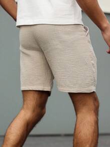 Manfinity Homme 3 piezas Pantalones cortos de hombre 100% algodón de unicolor con cordón en la cintura y bolsillo