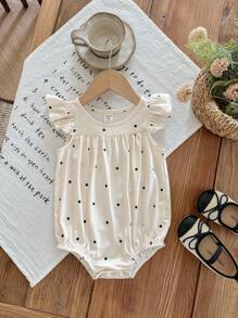 Newborn Baby Girl Cute Summer Casual Floral Pattern Romper With Flutter Sleeves