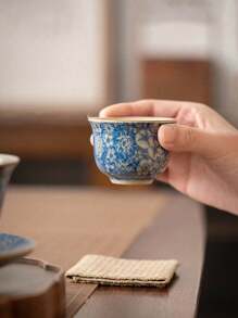 Cirelle Floral Ceramic Tea Cup, Handmade Retro Teacup With Underglaze Floral Painting, High-Quality Personal Teacup For Home, Cafe, Restaurant, Office, Tea House, Party, Birthday, Holiday, Wedding & Gift | Tea Set,Tea,Chinese Tea Set,Cup Set,Matcha,Matcha Cups