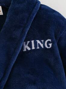 Cozy Pixies Accappatoio con cappuccio, maniche lunghe e cintura, con stampa di lettere e fodera in pile, adatto per casa, bagno, spiaggia e altre occasioni, autunno/inverno, per ragazzi