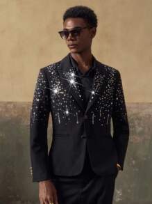 AKNOTIC 男士梭织休闲宽松夹克和直筒裤两件套 - 黑色 - 查看 7