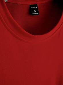 Manfinity EMRG Camiseta oversize de hombre con estampado de cruz y eslogan - Rojo - Ver 4