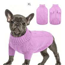 Pet Dog Turtleneck Thick Warm Sweater - Mauve Purple - View 8