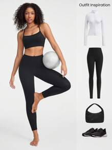 GLOWMODE FeatherFit™ T-Neck Racerback Twist Sports Bra Low Impact Yoga Daily - Black - View 6