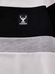 Mirajuku Teenage Boys' Long Sleeve Casual Sports Patchwork Polo T-Shirt Chic Outfits For Autumn/Winter Fall - White - View 4