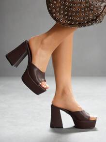 CUCCOO SZL Giày cao gót đế xuồng chống nước thời trang CUCCOO dành cho nữ - Cà phê nâu - Xem 9