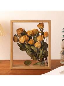 SHEIN 1PC Natural Double Sided Transparent Hollow Shadow Box Picture Frame Display Box Eye Shadow Box With Organic Glass And Density Board 4cm/1.57in Deep, Multi-Scene Use, Hangable And Placeable Suitable For DIY, Displaying Dried Flower, Photo, Handicraft, Birthday, Wedding, Anniversary, Graduation And Festival Gifts, Etc. (Excluding Any Items And Accessories Inside The Frame, Only Selling The Frame, Pictures Are For Reference Only) - log color - View 4