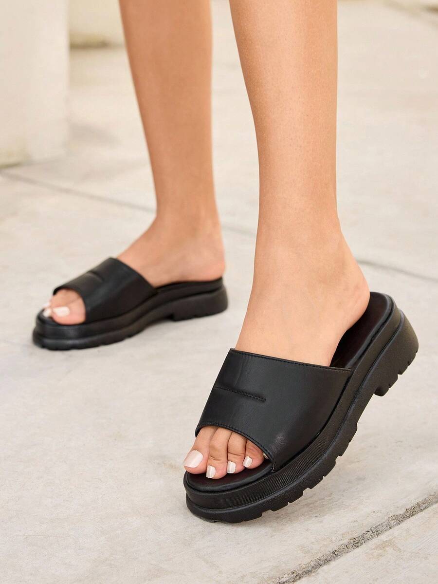 HighSole Damen Plateau-Pantoffeln, Outdoor-Sommer-Mode rutschfeste und strapazierfähige Keil-Sandalen für den Strand, Großhandel - Schwarz - Übersicht 1
