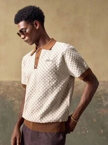 AKNOTIC 男士针织休闲宽松短袖上衣，时尚日常穿着 - 彩色 - 查看 3