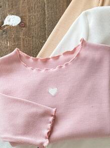 SHEIN 3件套百搭时尚简约圆领长袖T恤，适合年轻女孩 - 彩色 - 查看 4