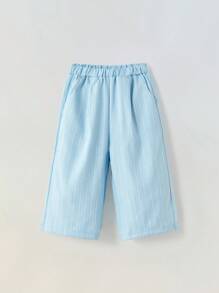 Maija Kids Maija Kids 2pcs/Set Striped Fabric Young Girl Tank Top & Wide Leg Pants - Blue - View 3