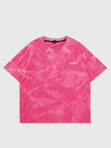 ROMWE MEN Anime Unisex Street Style American Design Zebra Print Short Sleeve T-Shirt - Hot Pink - View 4