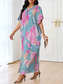 SHEIN Lady 春夏休闲优雅波西米亚风黑色编织 V 领直筒束腰连衣裙卡夫坦连衣裙长款大码连衣裙复活节连衣裙女士春季服装女士度假服装女士海滩服装女士海滩度假沙滩裙婚礼宾客连衣裙女士商务休闲女士舞会礼服