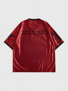 ROMWE MEN Anime Men's Japanese Dark Style Graphic Slogan & Figure Print Short Sleeve T-Shirt