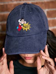 Astro Boy X ROMWE Cartoon Figure Graphic Washed Blue Baseball Cap - Cadet Blue - View 4