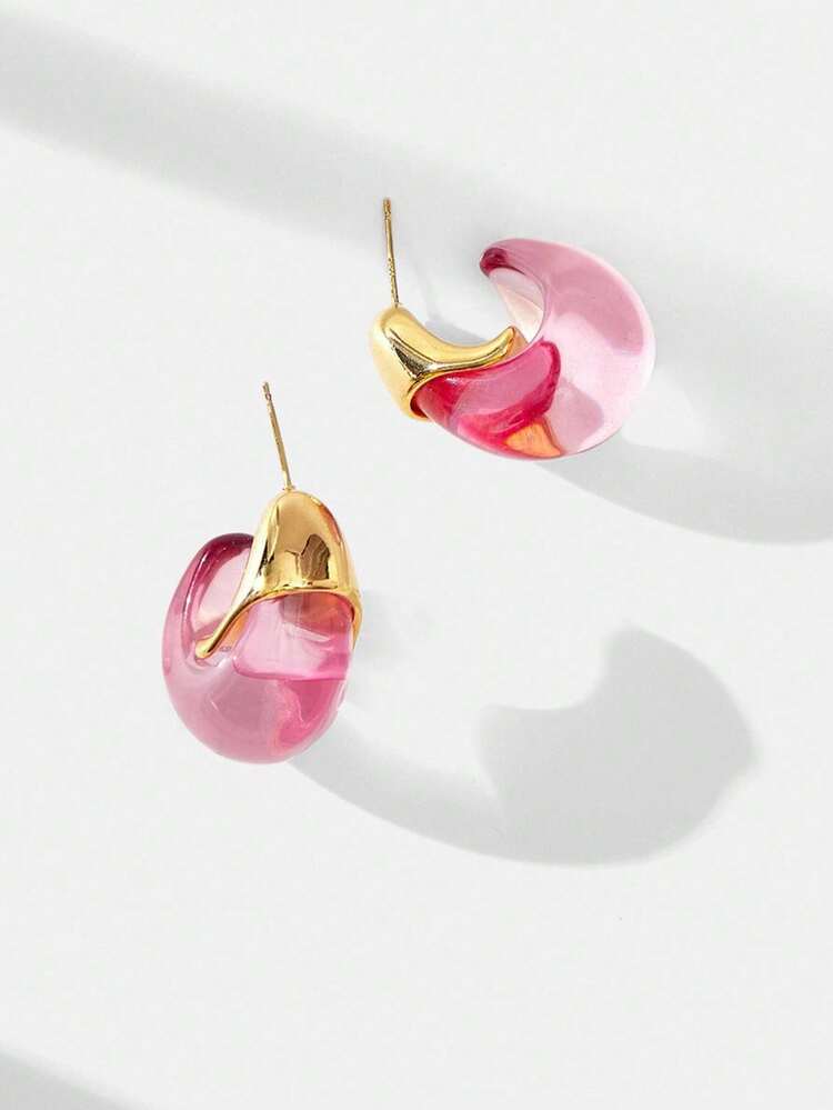 SHEIN Maija 빈티지 프렌치 프리미엄 럭셔리 엠버 이어링