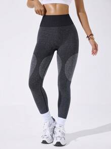 Dewbera 女士高腰无缝弹力运动瑜伽裤 - 灰色 - 查看 7