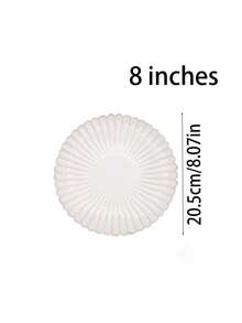 Cirelle Retro Chrysanthemum Ceramic Plate, Elegant White Dinner Plate For Breakfast, Bread, Steak, Pasta, Fruit, Salad, Cake, Home & Restaurant Tableware | Dinner Set,Plates,Plate,Ceramic Plate,White Plates,Dinner Plates - Multicolor - View 4