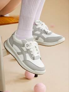 CUCCOO EASI 女士2025新款平底休闲运动鞋，轻便舒适防滑透气耐穿 - 灰色 - 查看 1