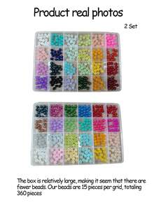 Aproximadamente 360 piezas Juego de cuentas de vidrio de colores surtidos, adecuado para hacer joyas hechas a mano - pulseras, collares, aretes, manualidades (color aleatorio) - Cambio de color gradual - Ver 13