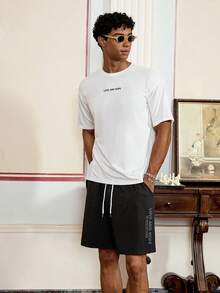 SWAVVY Herren Lässig T-Shirt Set in 2 Teilen, locker geschnitten, Farbabstimmung mit LIEBE UND HOFFNUNG Muster Muster Set