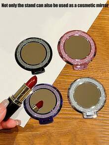 SHEIN 1 pièce Support magnétique pour téléphone portable, autocollant magnétique pour téléphone portable, support tout-en-un, miroir, papillon pailleté