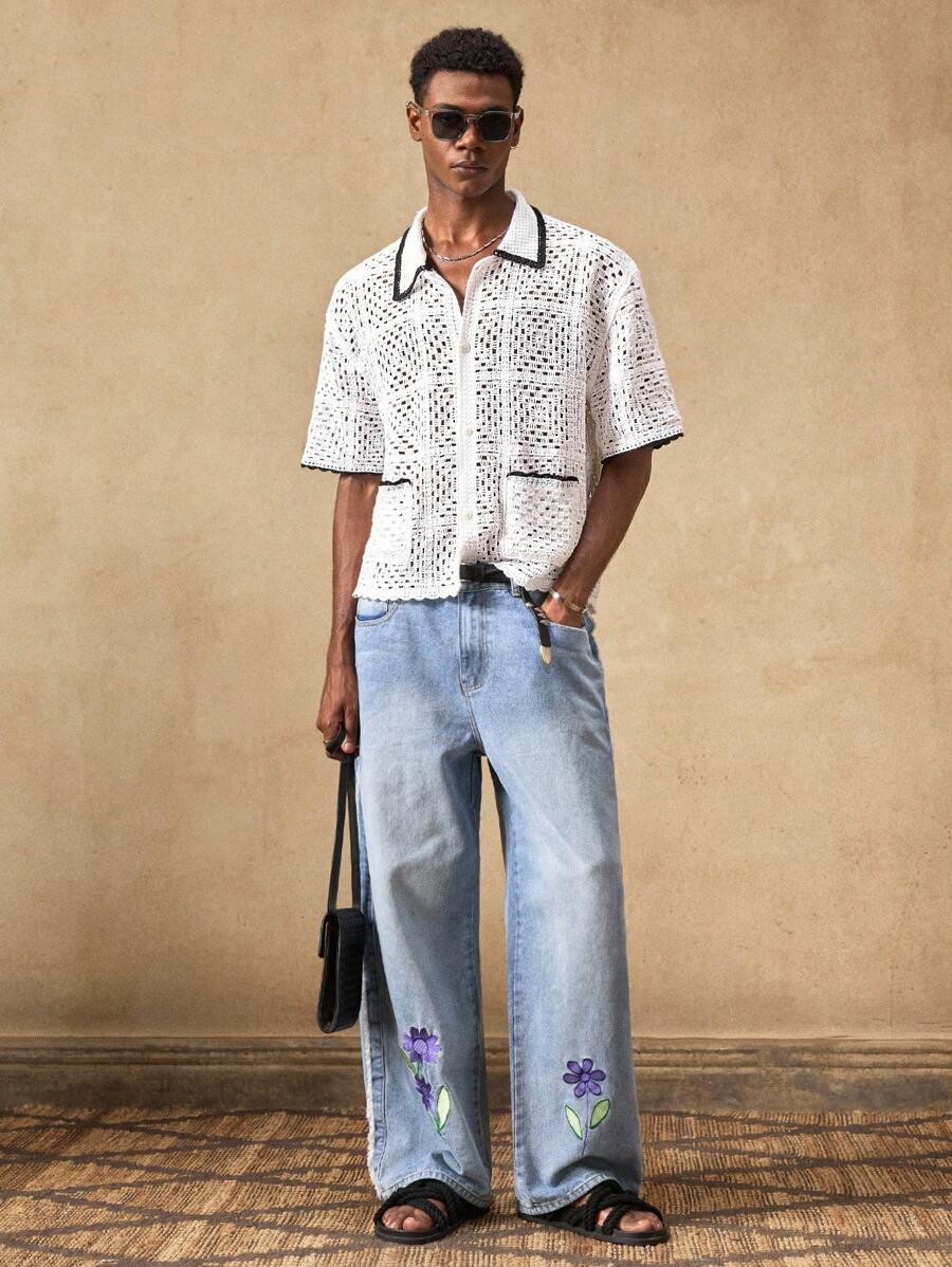 AKNOTIC Men's Woven Casual Loose Fit Solid Color Elastic Waist Straight Leg Pants