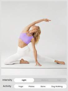 GLOWMODE Seamless Sweat-Wicking Just Breathe Cutout Asymmetrical Shoulder Sports Bra Low Impact Yoga Pilates Daily - Mauve Purple - View 5