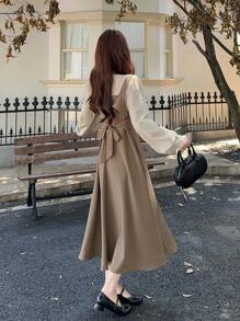 DAZY 女式中长款二合一韩版秋冬连衣裙