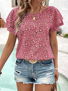 EMERY ROSE Áo cánh tay raglan họa tiết hoa giản dị cho kỳ nghỉ - Nhiều màu - Xem 3