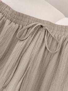 CosyJoli 大码女装新款春夏商务休闲女士海滩情人节风格时尚通勤优雅长裤，口袋长裤，海滩度假薰衣草大学生情人节夏季裤子 - 杏色 - 查看 5