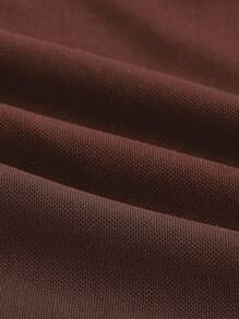 SHEIN ICON Váy xòe xẻ tà cao màu trơn thời trang mùa hè - màu nâu - Xem 3