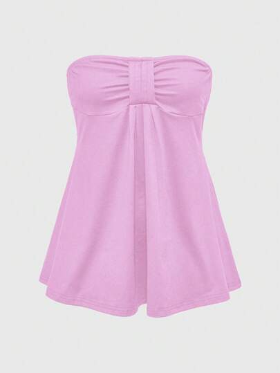 Goth Top corto plissettato di colore unito in stile Y2K da donna, versatile e aderente