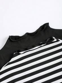 SHEIN EZwear 2 件休闲修身长袖 T 恤，条纹，适合秋冬季 - 彩色 - 查看 5
