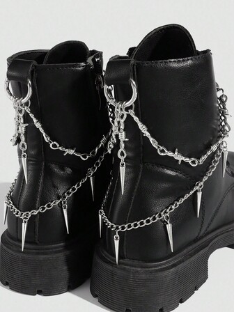 Goth 2pcs Gothic Punk Style Dark Rivet Thorn Chain DIY Shoe Decor, Add Mysterious Vibe To Your Shoes, Suitable For Women And Men - Compact, Delicate, Multifunctional Fashion Item, Halloween Shoe Decoration To Set The Mood