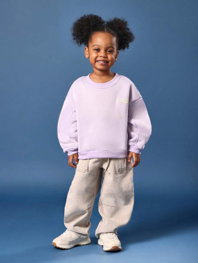 Oversized Sweatshirt With Logo And Ribbed Cuffs